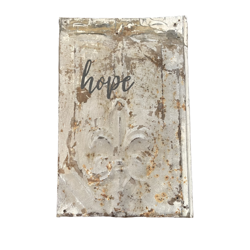 Vintage Fleur de lis Tin - "Hope"