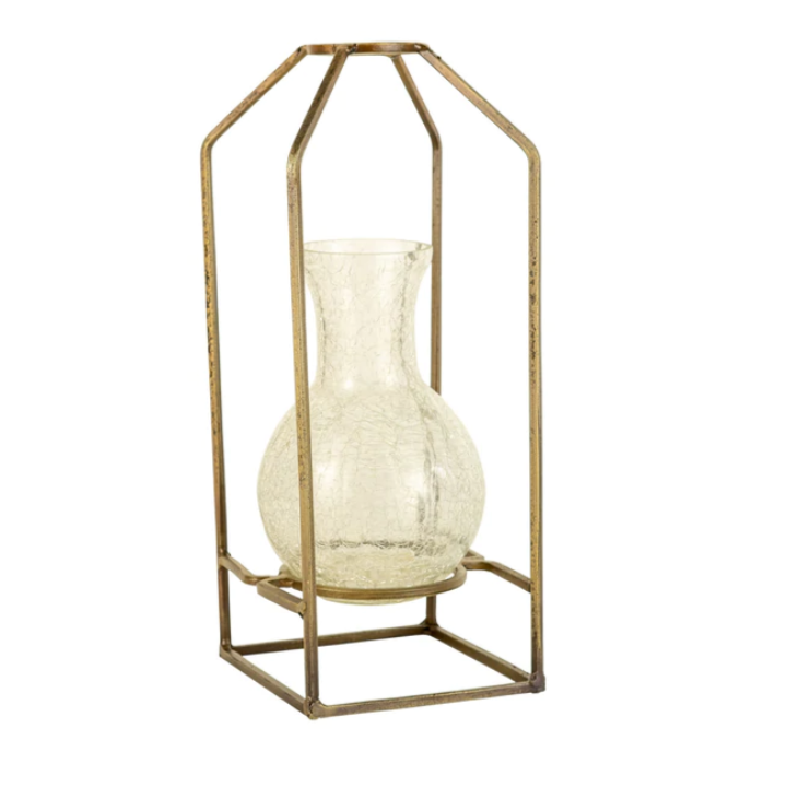 Glass Vase with Brass Frame