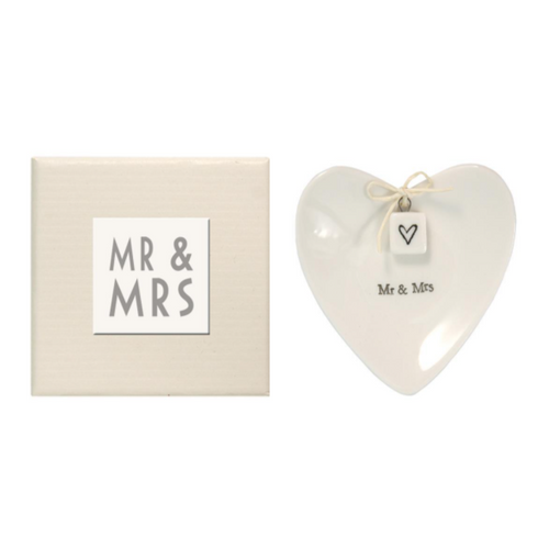 Mr. and Mrs. Porcelain Heart Dish (large)