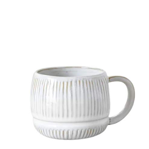 Striped Ceramic Mug, white
