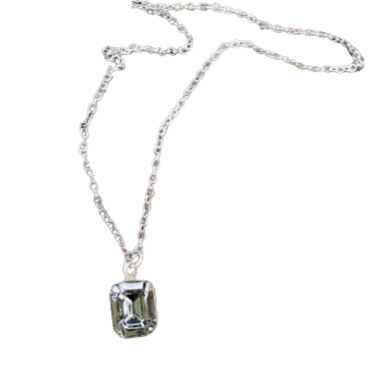 Solitaire Crystal Necklace, black