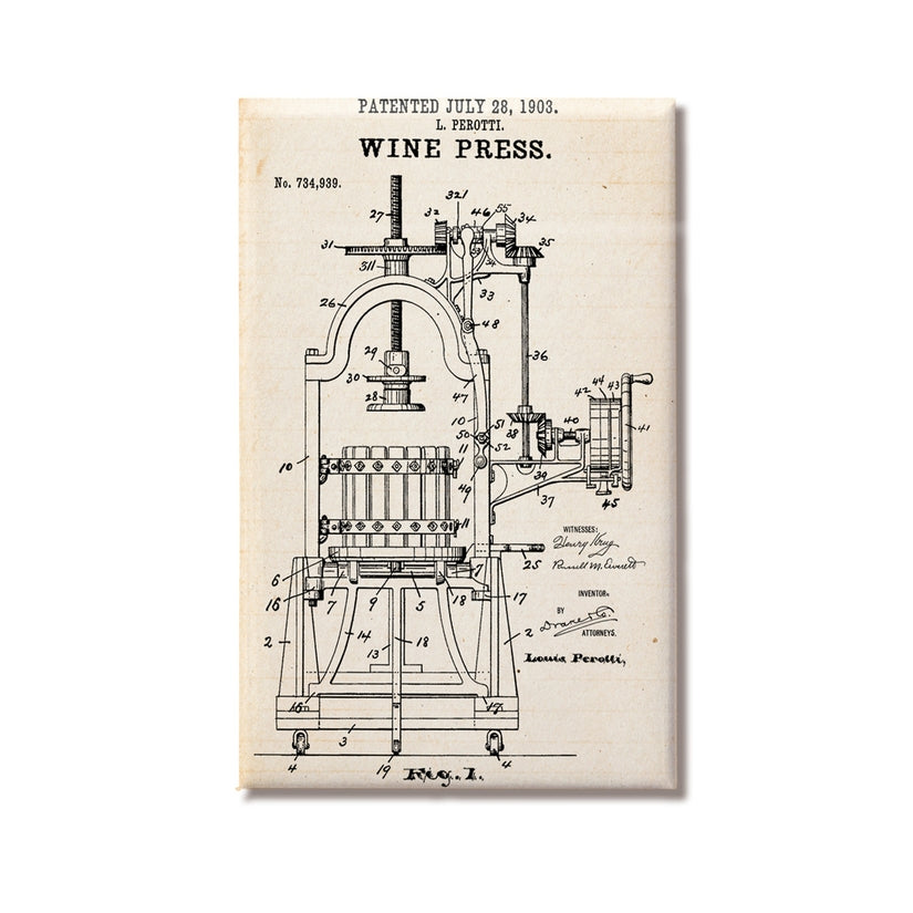 Wine Press Patent Diagram Magnet