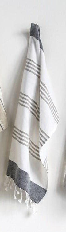 Cotton Striped Towel, blue/white striped