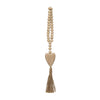 Wood Beads with Heart and Tassel