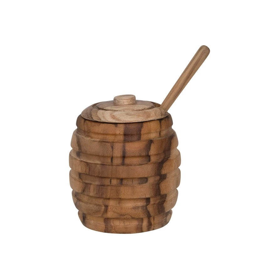 Wooden Honey Container with Dipper