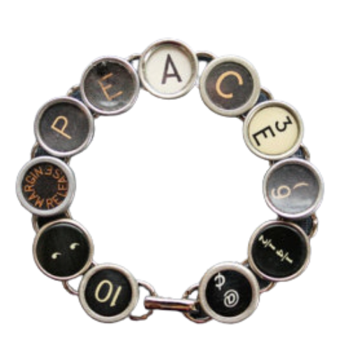 Typewriter Key Bracelet "Peace"