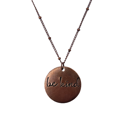"Be Kind" Hand Stamped Necklace, copper