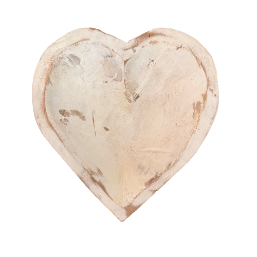 Wood Heart Bowl, white
