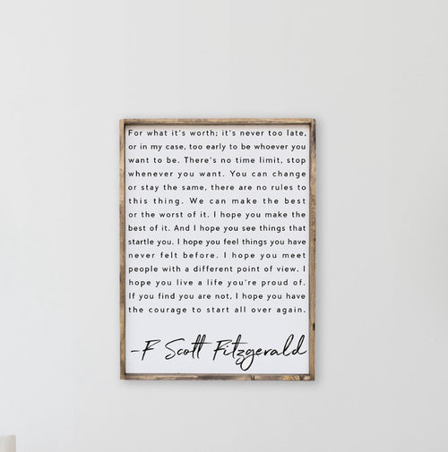 Framed Sign - F. Scott Fitzgerald