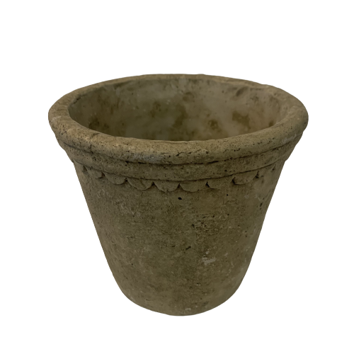 Cement Scalloped Pot, charcoal (large)