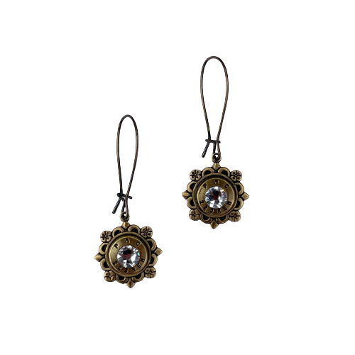 Bullet Flower Earrings, antique bronze