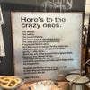 Metal Sign "Here's to the Crazy Ones" - framed