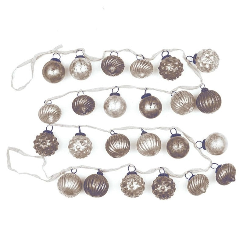 Mercury Glass Garland, cream/taupe