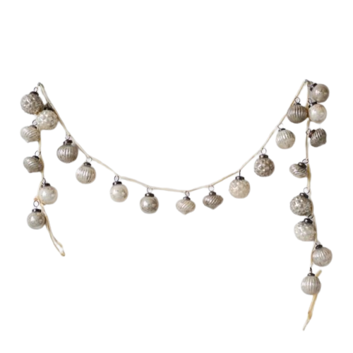 Mercury Glass Garland, cream/taupe