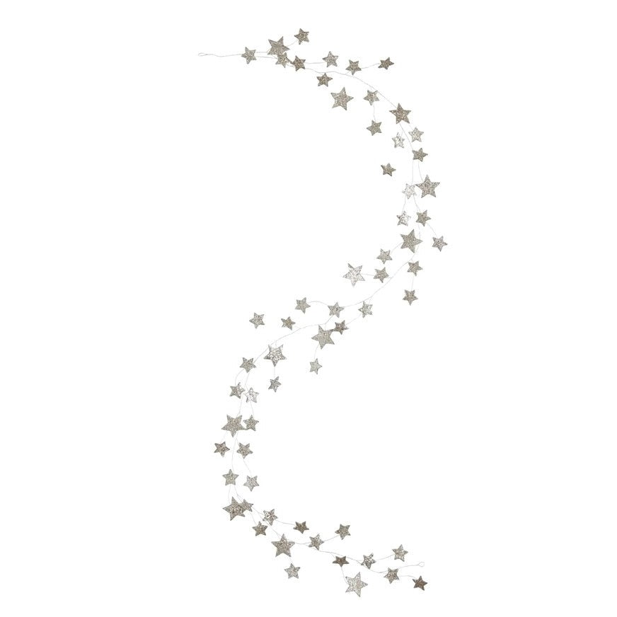 Glitter Star Garland, silver