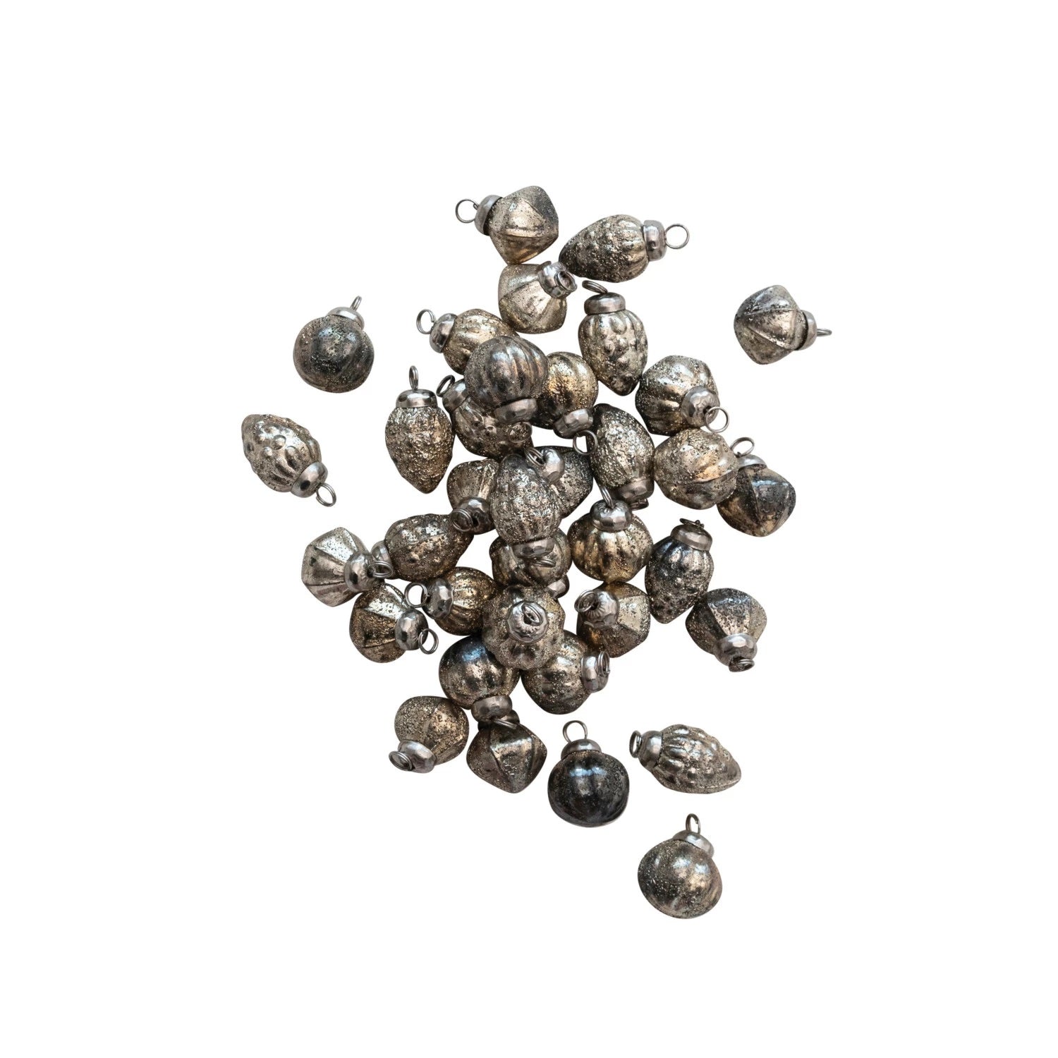 Mercury Glass Ornaments, antique silver