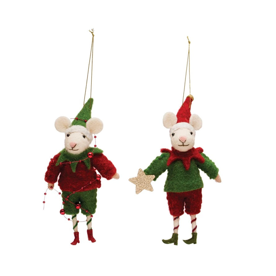 Felt Elf Mouse Ornament